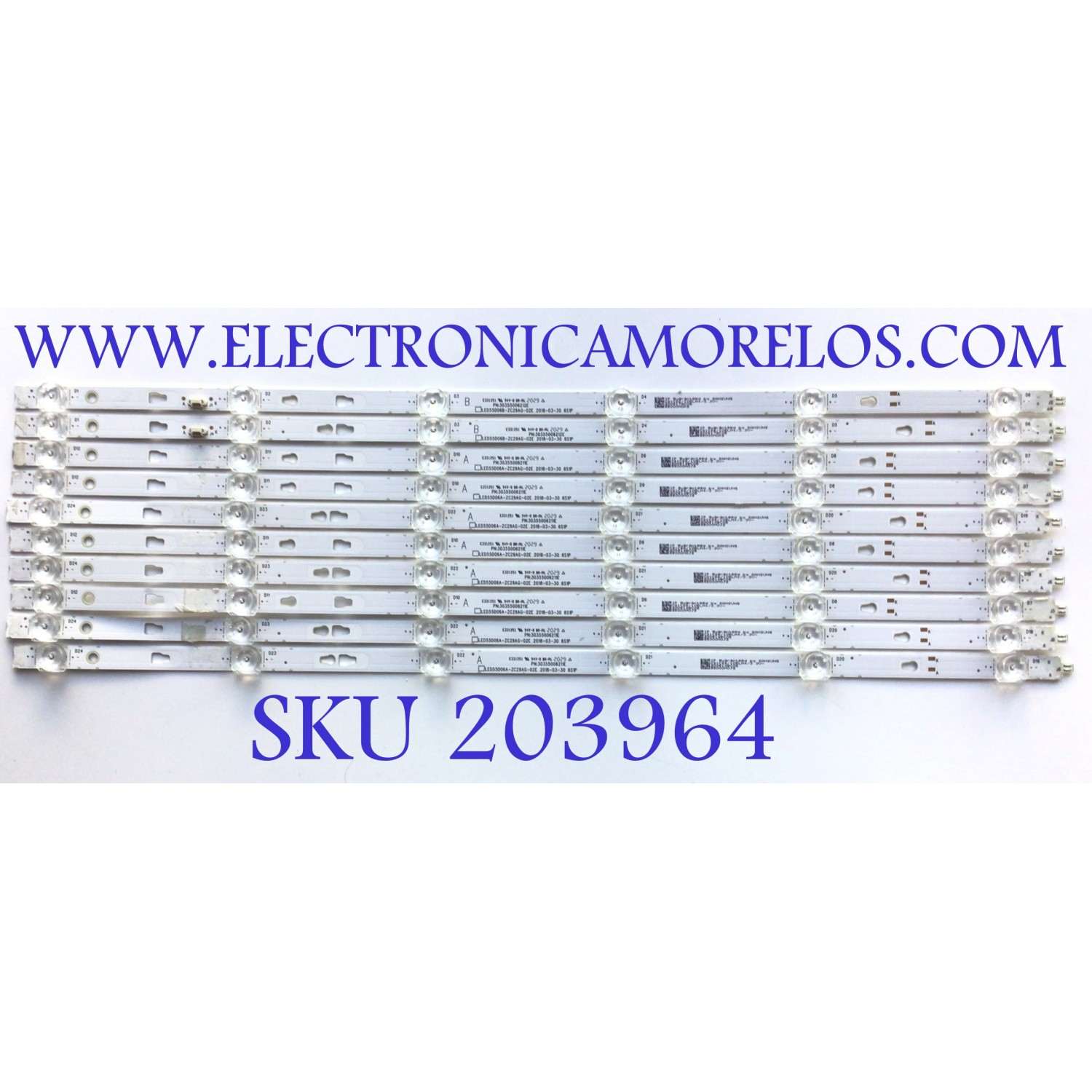 KIT DE LED'S PARA TV JVC / KONKA (10 PIEZAS) / NUMERO DE PARTE LED55D06A-ZC29AG-02E / LED55D06B-ZC29AG-02E / 30355006211E / 30355006212E / 55000M0JS / 200817AC05 / 200814BC05 / PANEL LC546PU4L / MODELOS LT-55MAW705 / 55U55A
